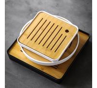 MonoSora Bandeja de té de madera con drenaje, tabla cuadrada de almacenamiento de agua para juego de té chino, color negro