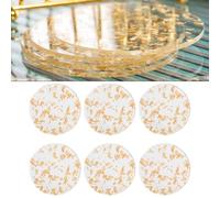 MonoSora Elegant Gold Foil - Juego de 6 posavasos acrílicos antideslizantes y lavables para bebidas calientes y frías, redondos de 9,5 cm