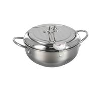 MonoSora Freidora de acero inoxidable con tapa, estante de goteo de aceite extraíble y termómetro para control de temperatura, compatible con estufas eléctricas de inducción de gas, 3,2 L, 201 + 20 cm