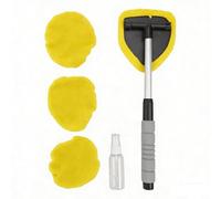 MonoSora Herramienta de limpieza de parabrisas y ventanas de coche con mango de aluminio extensible, cabezal giratorio de 180 grados y almohadilla de microfibra, incluye botella de spray y toallas