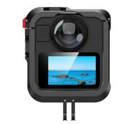 MonoSora Jaula de aleación de aluminio para cámara GoPro Max 2 con cubierta de lente de silicona, marco protector ligero para cámara de acción, color negro