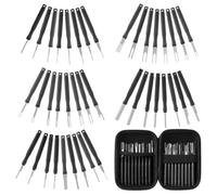 MonoSora Juego de 41 herramientas de extracción de terminales de acero con bolsa para arnés de cableado automotriz, radio, navegación, reparación, color negro y rojo