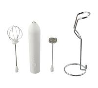 MonoSora Juego de espumador de leche de mano recargable con 3 ajustes de velocidad, batidor de acero inoxidable para espuma de café, incluye cable de carga y base de almacenamiento, color blanco y