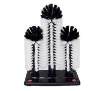 MonoSora Limpiador de vidrio con base de succión y 3 cabezales desmontables para fregadero, tazas de café y jarrones, color plateado