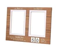 MonoSora Marco de fotos de aniversario de madera personalizado para entonces y ahora, tiene capacidad para dos fotos de 4 x 6 pulgadas, acabado de madera oscura