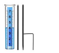 MonoSora Medidor de lluvia transparente para exteriores con ajuste de altura, herramienta de medición de lluvia fácil de leer para jardín, césped y patio, marco de metal de 3 secciones, resistente a