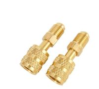 MonoSora Paquete de 2 adaptadores de latón R410a, acoplador rápido SAE hembra de 5/16 pulgadas a conectores SAE macho de 1/4 pulgadas para aire acondicionado HVAC, color dorado