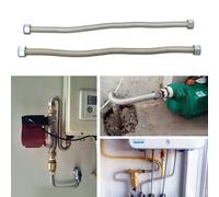 MonoSora Paquete de 2 mangueras flexibles de acero inoxidable corrugado de 3/4 pulgadas de 50 cm, acero inoxidable 304, para calentadores de agua y calderas de gas