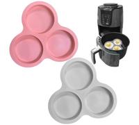 MonoSora Sartén antiadherente de silicona para huevos, bandeja para hornear con 3 cavidades para huevos, magdalenas, hamburguesas, apta para lavavajillas, 23 x 22 x 1,8 cm, 2 unidades