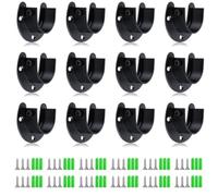 MonoSora Soportes de barra de acero inoxidable resistentes en forma de U, paquete de 12 soportes de montaje en pared resistentes al óxido para barras de cortina de armario de 1-1/4 a 1-1/2 pulgadas