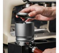 MonoSora Taza dosificadora de café de aleación de aluminio de 58 mm con tapa y anillos dosificadores, prensa para máquina de espresso, incluye recogedor de polvo, color negro