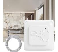 MonoSora Termostato eléctrico para calefacción por suelo radiante con sensor de suelo, 16 A, rango de temperatura de 5-40 °C, control manual, color blanco