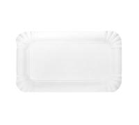 Monouso | 100 Bandeja de Cartón Blanca 10×16 cm | Rectangular Compacta | Resistente al Aceite y al Calor | Ideal para Degustaciones y Catering | Pack de 100 Unidades