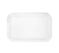 Monouso | 100 Bandeja de Cartón Blanca 12×19 cm | Rectangular Compacta | Resistente al Aceite y al Calor | Ideal para Degustaciones y Catering | Pack de 100 Unidades