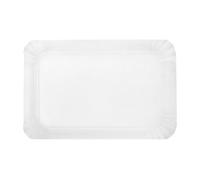 Monouso | 100 Bandeja de Cartón Blanca 14×21 cm | Rectangular Compacta | Resistente al Aceite y Calor | Ideal para Degustaciones y Catering | Pack de 100 Unidades