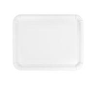 Monouso | 100 Bandeja de Cartón Blanca 22×28 cm | Rectangular Compacta | Resistente al Aceite y Calor | Ideal para Degustaciones y Catering | Pack de 100 Unidades
