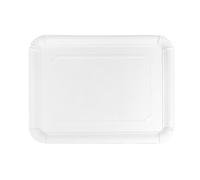Monouso | 100 Bandeja de Cartón Blanca 24×30 cm | Rectangular Compacta | Resistente al Aceite y Calor | Ideal para Degustaciones y Catering | Pack de 100 Unidades