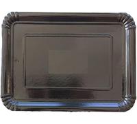 Monouso | 100 Bandeja de Cartón Negra 18×24 cm | Rectangular Compacta | Resistente al Aceite y Calor | Ideal para Degustaciones y Catering | Pack de 100 Unidades