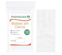 Monouso | 100 Bolsa Polietileno Sin Cierre 12,5×25 cm G-100 | Transparente LDPE Alta Flexibilidad | Ideal para Alimentación y Pequeños Productos