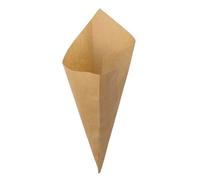 Monouso | 100 Cono de Papel Antigrasa Kraft 22,5 cm | Marrón Natural | Resistente a la Grasa y Calor | Ideal para Fritos, Food Trucks y Take Away | Pack de 100 Unidades