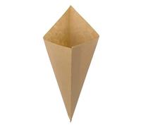 Monouso | 100 Cono de Papel Antigrasa Kraft 25,5 cm | Marrón Natural | Resistente a la Grasa y Calor | Ideal para Fritos, Food Trucks y Take Away | Pack de 100 Unidades