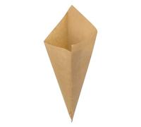 Monouso | 100 Cono de Papel Antigrasa Kraft 27,5 cm | Marrón Natural | Resistente a la Grasa y Calor | Ideal para Fritos, Food Trucks y Take Away | Pack de 100 Unidades
