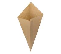 Monouso | 100 Conos de papel antigrasa I 25,5x24,5x34 cm I 400g I Color Kraft I Papel cono, Envase para Patatas Fritas, Cucurucho para Churros, Papel antigrasa, Cono para Fritos