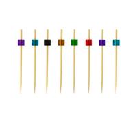 Monouso | 100 Pinchos de Bambú Diseño Cubo, 7cm, Colores Variados, Palillos de Bambú Cócteles, Aperitivos, Brochetas, Fiestas, Caterings, Bodas