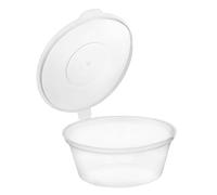 Monouso | 100 Tarrinas para Salsas de Plástico, 60ml, Ø6,3x2,5cm, Color Transparente, Tarros con Tapa Bisagra, Recipientes para Salsas, Reutilizable