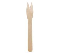 Monouso | 100 Tenedores de Palos de Madera, 12cm, Pinchos para Patatas Fritas, Palitos de Madera, Mini Tenedor, Trincho, Camping, Picnic