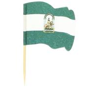 Monouso | 144 Pinchos de Bambú Bandera Andalucía 6,5cm, Palillos de Bambú, Cócteles, Aperitivos, Brochetas Bambú, Fiestas, Caterings, Bodas