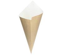 Monouso | 200 Cono de Papel Estraza Natural 24cm | Efecto Rústico Kraft | Resistente a la Grasa y Calor | Ideal para Fritos, Food Trucks y Take Away | Pack de 200 unidades