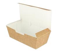 Monouso | 25 Cajas Comida para Llevar 16,5x7,5x6cm, Color Natural, 100% Compostable, Resistente a Grasas, Uso Sostenible, Food Trucks y Take Away