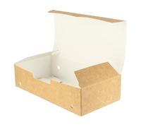 Monouso | 25 Cajas Comida para Llevar Grandes 20x10x5cm, Color Natural, 100% Compostable, Resistente a Grasas, Uso Sostenible, Food Trucks y Take Away