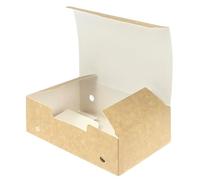 Monouso | 25 Cajas Comida para Llevar Medianas 14,5x7,2x4,5cm, Color Natural, 100% Compostable, Resistente a Grasas, Uso Sostenible, Food Trucks y Take Away