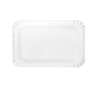 Monouso | 50 Bandeja de Cartón Blanca 12×19 cm | Rectangular Compacta | Resistente al Aceite y Calor | Ideal para Degustaciones y Catering | Pack de 50 Unidades
