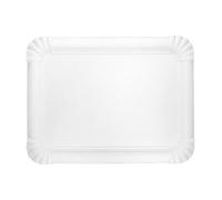 Monouso | 50 Bandeja de Cartón Blanca 18×24 cm | Rectangular Compacta | Resistente al Aceite y Calor | Ideal para Degustaciones y Catering | Pack de 50 Unidades