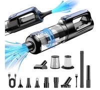 MONOZEL Aspiradora portátil inalámbrica para coche, 18000 Pa, limpiador 2 en 1 y plumero de aire, motor sin escobillas de 130 W, aspiradora de mano inalámbrica con batería de 7800 mAh, luz LED