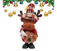 Monozoz Decoración, decoración retro de reno de Papá Noel, muñeco de peluche de pie, decoración del hogar, centros de mesa, figura coleccionable para el hogar, escuela, tienda