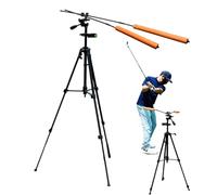 Monozoz Entrenador de golf, varillas de entrenamiento ajustables de 360 grados, soporte para teléfono inteligente, soporte de trípode, equipo de enseñanza para calentar interiores, hogar, patio