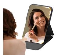 Monozoz Espejo Plegable De Viaje,Espejo De Viaje Plegable | Espejo de Viaje sin Marco de Alta Definición Plegable - Suministros de Maquillaje con Cubierta de Cuero PU Suave, Espejo de Cortesía