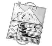 Monozoz Juego de Geometría, Kit de Dibujo - Conjunto de Geometría Profesional de 16 Piezas con Reglas de Metal | Conjunto de Brújula y Reportador, Conjunto de Dibujo con Lápices de Dibujo, Regla