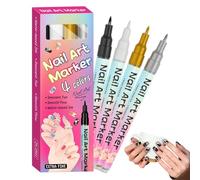 Monozoz Juego de Marcadores para Uñas - 4 Piezas Herramientas de Uñas Duraderas Coloridas de Punta Fina | Instrumentos de Manicura para Puntear, Delinear y Pintar,para Casa y Salón en Líneas, Calcos y