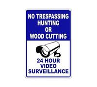 Monozoz Señales de seguridad para el hogar | Señal de seguridad de propiedad privada con texto en inglés "No Trespassing" - Señal de vigilancia de video de 24 horas, señal de advertencia de no