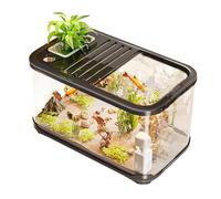 Monozoz Tanques de peces con agujeros de ventilación | Acuario Betta | con escaleras, hábitat de camarones de tortuga para decoración de plantas, grava, arena, agua salada, paisajismo