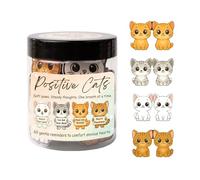 Monozoz Tarjetas de Afirmaciones,60 Piezas De Tarjetas De Gatos Lindos | Frasco de Gato Positivo - Para Mujeres Hombres Compañeros de Trabajo Decoración de Escritorio Mindfulness Cuidado de la Salud