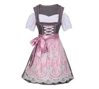 Monozoz Vestido tirolés alemán para mujer, delantal rosa, vestido bávaro alemán auténtico con cuello en U, 1 juego para el Oktoberfest y carnaval