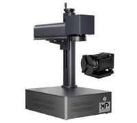 Monport Grabador Láser de Fibra 30W MOPA con Rotativo, Cortadora Láser con Puntero de Punto Rojo, Precisión 0,01mm 10000mm/s de Alta Velocidad, BSLcad Incluido, Laser Cutter para Vidrio Metal Tazas