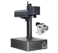 Monport Grabador Láser de Fibra 30W&Rotativo, LightBurn Compatible, 10000mm/s de Alta Velocidad, Grabado de Metal 2,5D, 150x150mm Área de Trabajo, BSLcad Incluido, Corte Láser para Tazas Metal Madera