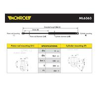 MONROE Amortiguador De Gas Para La Puerta Trasera 425 N Nissan Qashqai II J11